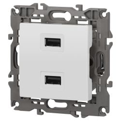 14-4110-01 ЭРА Устройство зарядное USB, 230В/5В-2100мА, IP20, Эра Elegance, белый