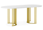 Стол деревянный Woodville Хьюго О 160 х 90 белая шагрень пленка, золотые ноги