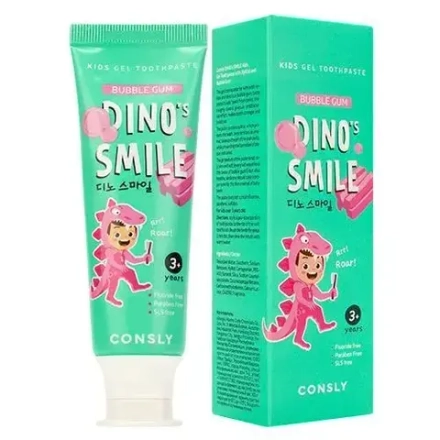 CNS KIDS Паста зубная гелевая детская Dino's Smile с ксилитом и вкусом жвачки, 60г Consly