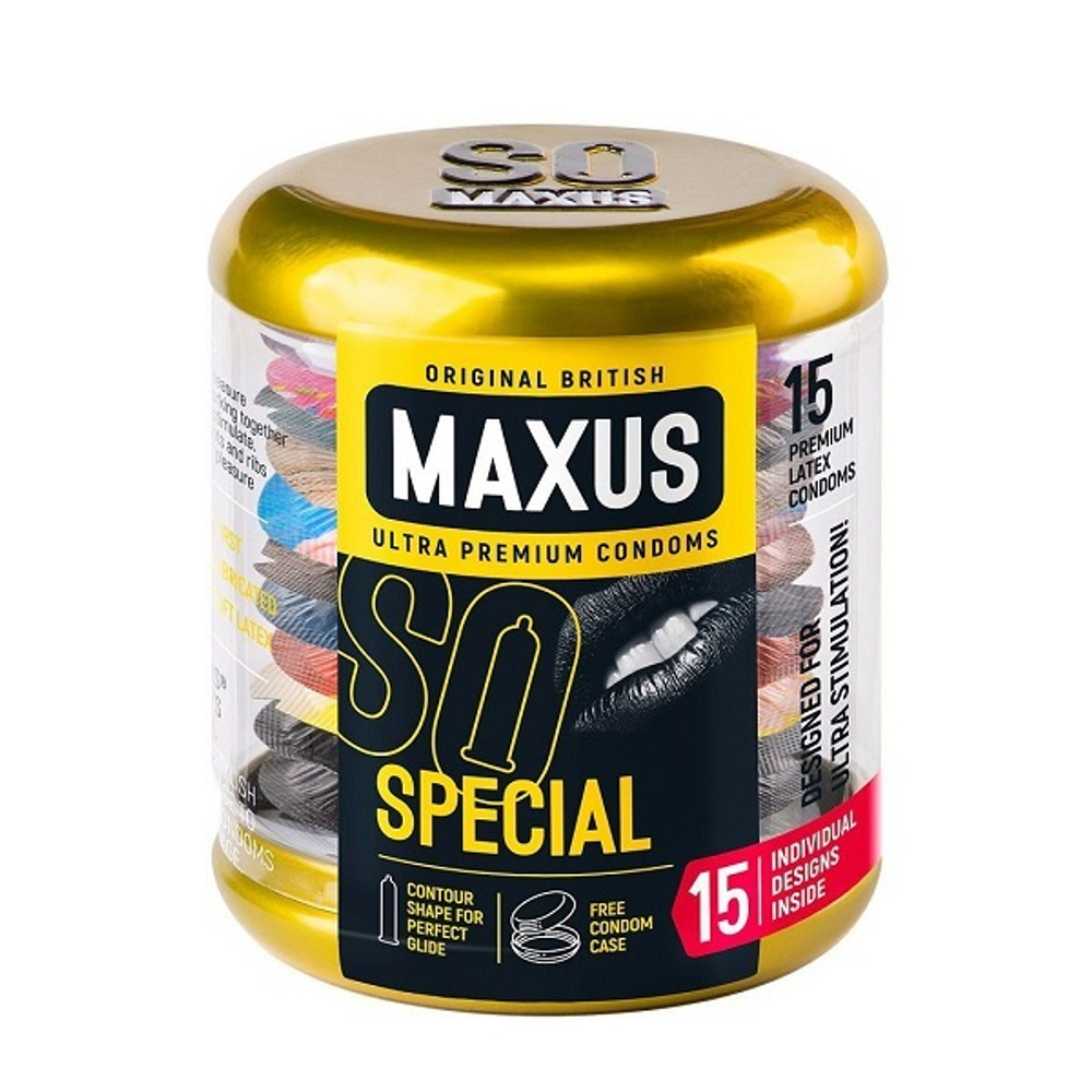 Презервативы с точками и рёбрами в кейсе Maxus Special 15шт