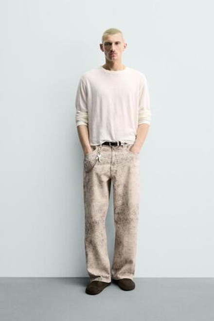 ZARA БРЮКИ BAGGY С АБСТРАКТНЫМ ПРИНТОМ, С ПРИНТОМ