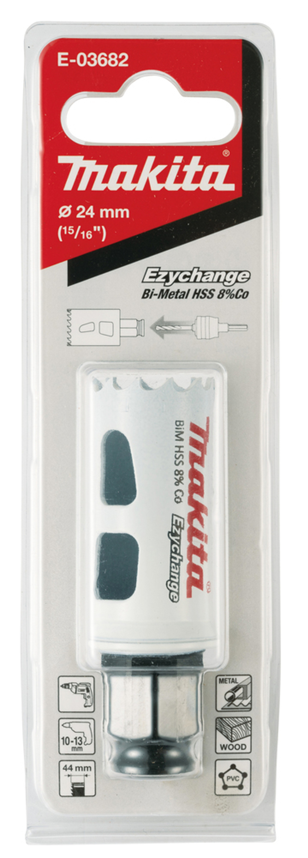 Коронка BiM 24x44 мм Ezychange Makita E-03682 BiM O 20 мм Ezychange (быстросъемная)