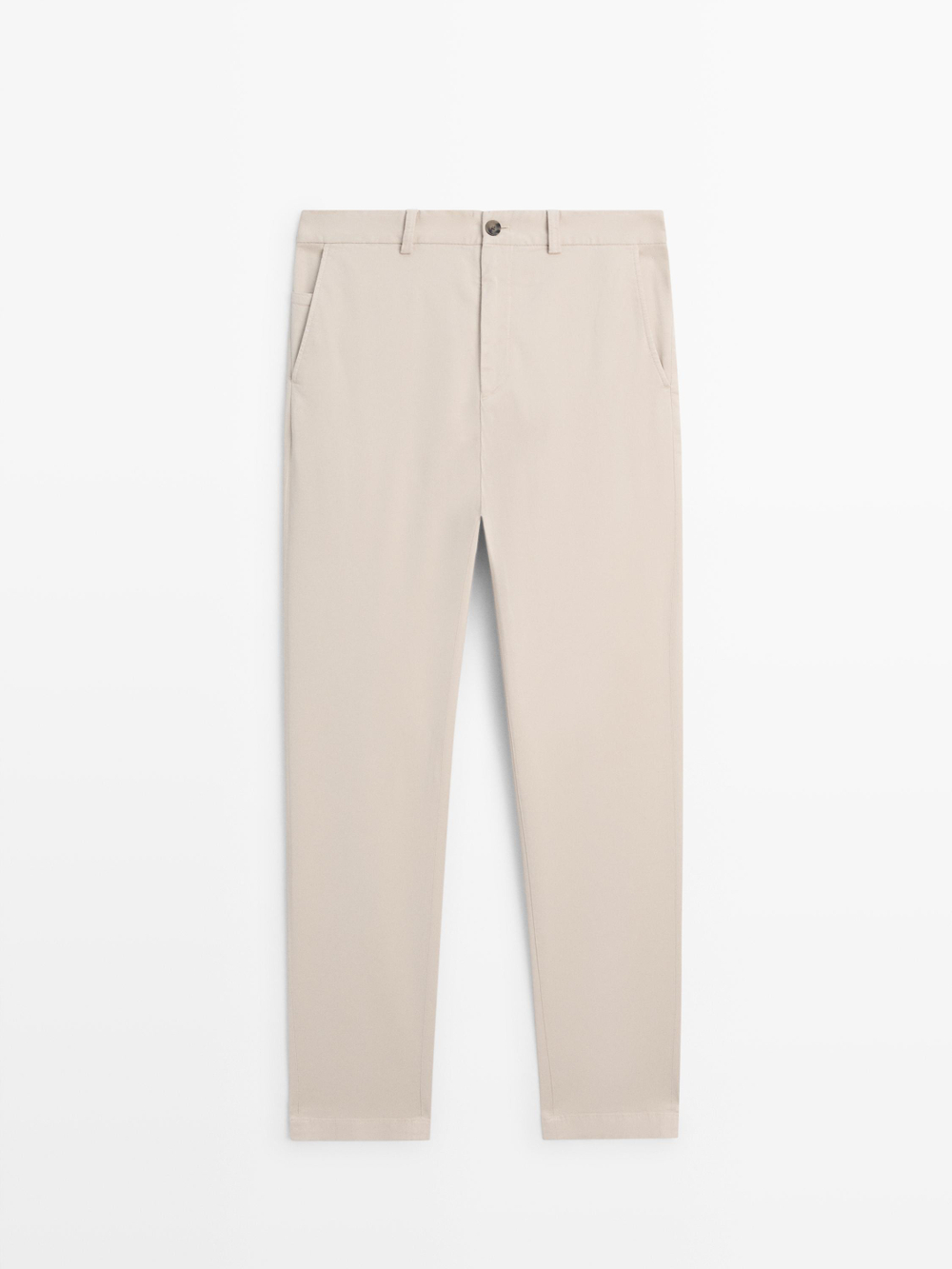 Massimo Dutti Брюки-джоггеры из смесовой хлопковой ткани, бежевый