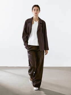 Massimo Dutti Тренч из смесового хлопка с декоративной деталью сзади, бургунди