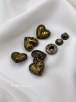 Кнопки Установочные сердце бронза / комплект с шляпкой и кнопками