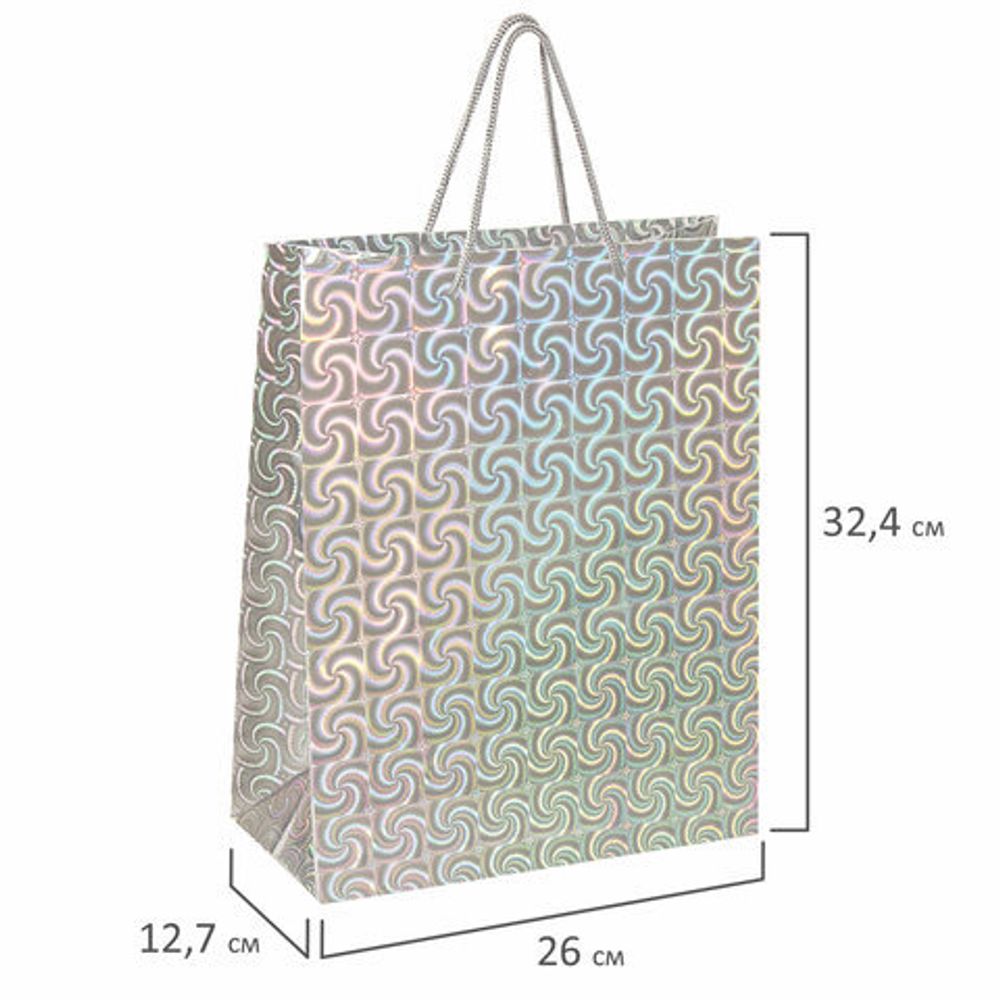 Пакет подарочный 26x12,7x32,4 см, ЗОЛОТАЯ СКАЗКА голография, ассорти 4 цвета, 606607