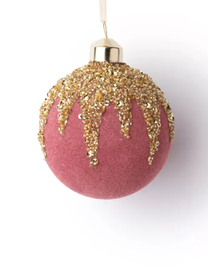 Винтажный стеклянный шар Земляничный сорбет 8 см., 1 шт., Karlsbach (12694)