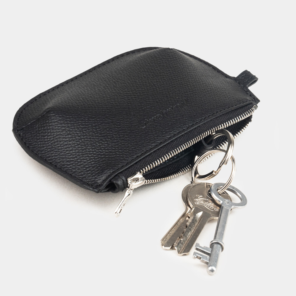 Ключница-кошелек Chatelain из кожи сафьяно, черного цвета