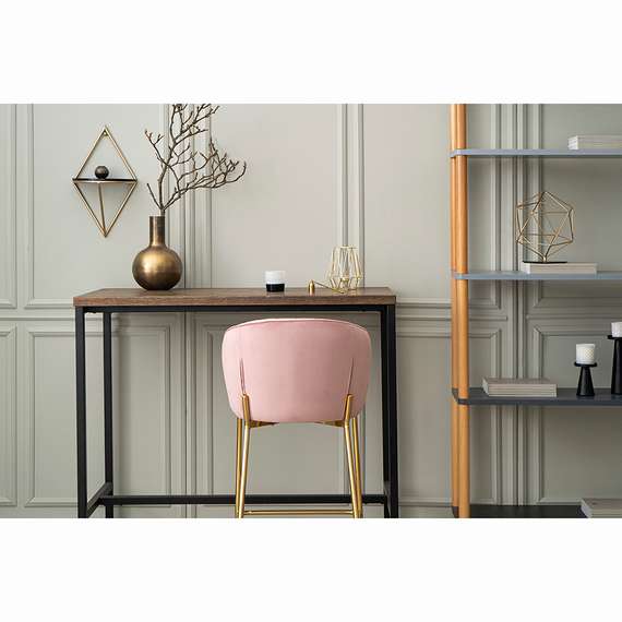 Барный стул Coral, 76 см, розовый велюр с золотыми ножками