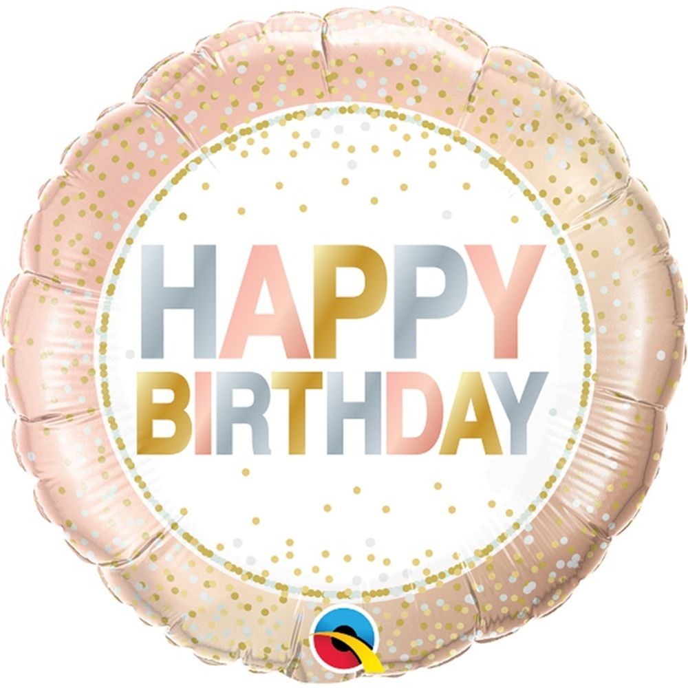 Шар круг Happy Birthday Розовое золото