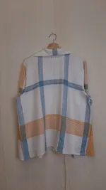 Рубашка Soeurs Льняная в Клетку с Длинными Рукавами/Linen Plaid Long Sleeve Shirt белая