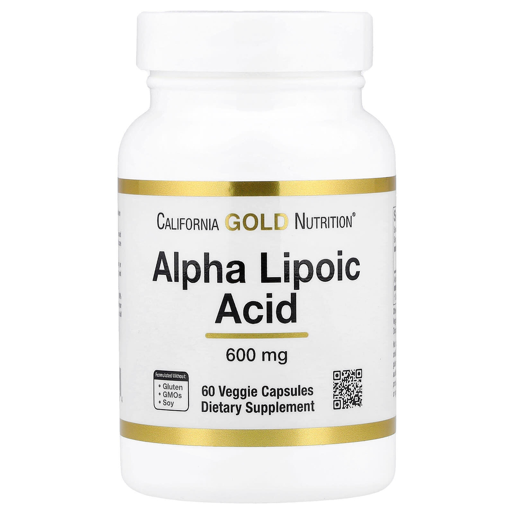 California Gold Nutrition, альфа-липоевая кислота, 600 мг, 60 растительных капсул