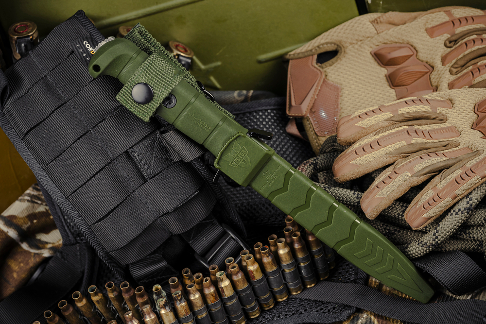 Нож Kizlyar Supreme VECTOR 420HC TW OKH PS (StoneWash, Olive Kraton Handle, Polyamide Sheath)
