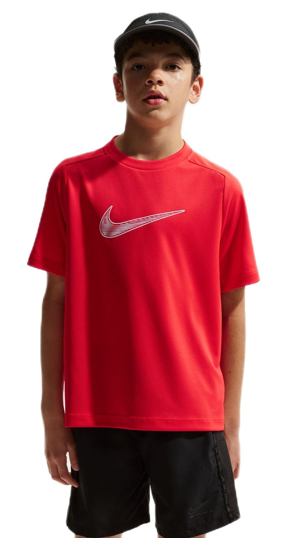 Футболка для мальчика теннисная Nike Boys Dri-FIT Multi Short Sleeve - light crimson/white