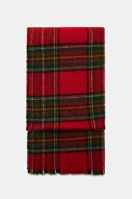 ZARA ШАРФ В КЛЕТКУ, КРАСНЫЙ