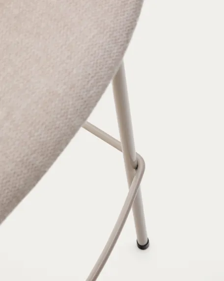 Барный стул Yvette из бежевого шенилла с бежевыми стальными ножками 75 см