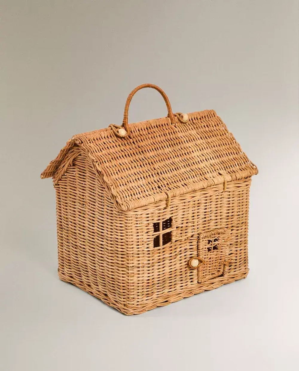 ZARA HOME КОРЗИНА ДЛЯ ХРАНЕНИЯ ДЕТСКИХ ИГРУШЕК В ФОРМЕ ДОМИКА, СВЕТЛО-БЕЖЕВЫЙ