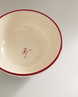 ZARA HOME НОВОГОДНЯЯ КЕРАМИЧЕСКАЯ ТАРЕЛКА, БЕЛЫЙ/КРАСНЫЙ