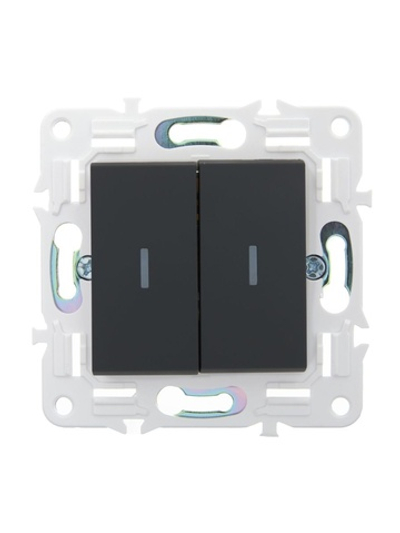 Выключатель проходной 2-кл. SKANDY 10А SK-V10G с индикацией графит IEK SK-V22-1-10-K53
