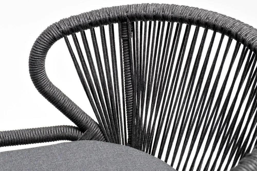 "Венето" обеденная группа на 6 персон со стульями "Милан", каркас темно-серый, роуп темно-серый