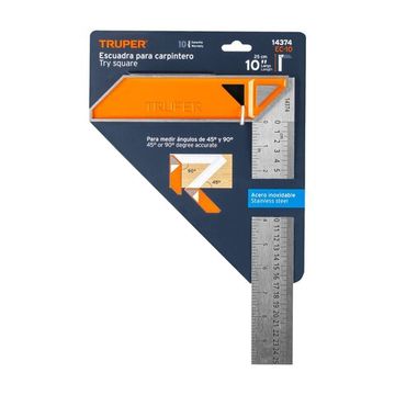Угольник столяра 25см нержавеющая сталь EC-10 Truper 14374