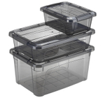 Ящик для хранения с замками КИП 1,2 л 195x145x80 чёрный прозрачный