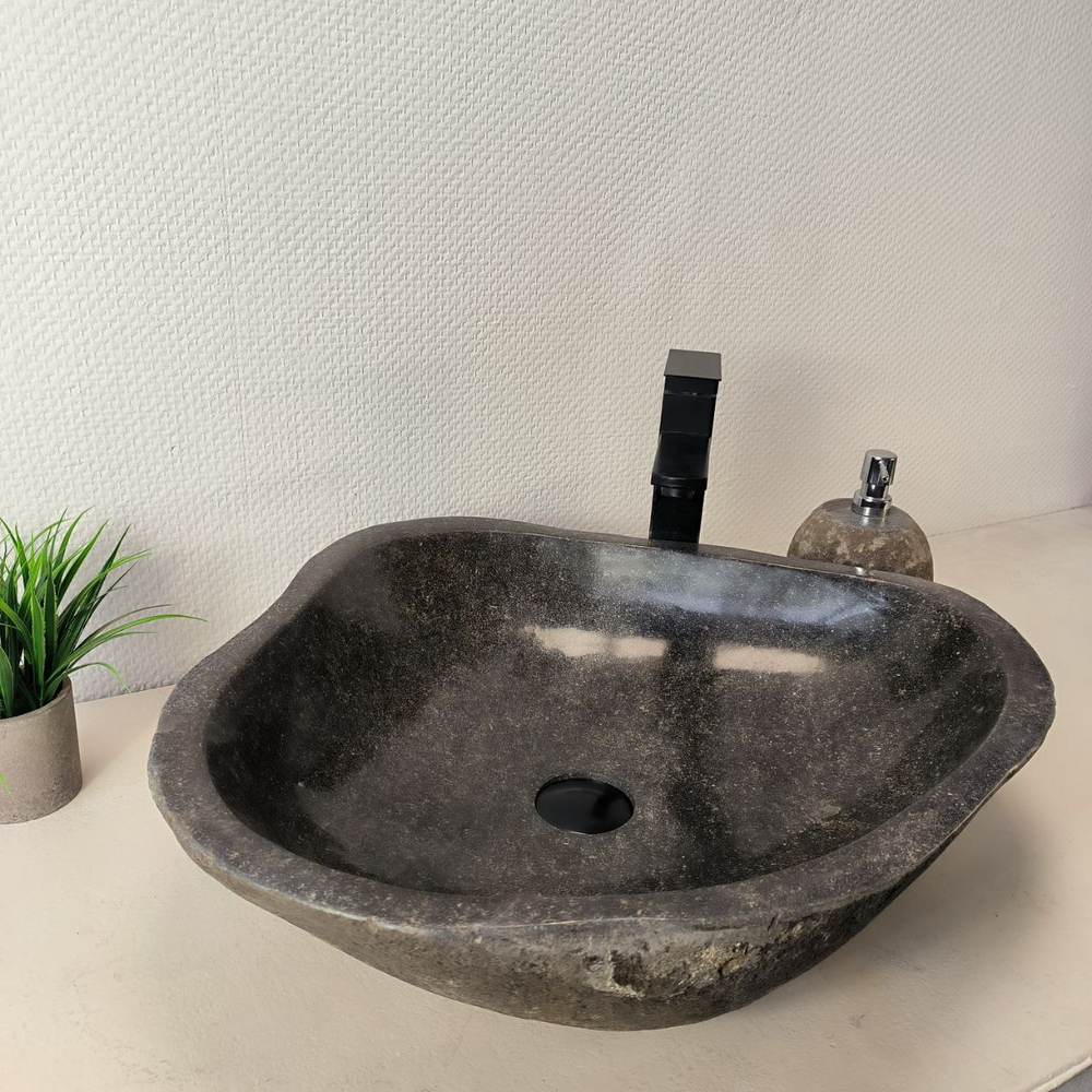 Раковина из речного камня RS-66035 60х50х14 из натурального камня