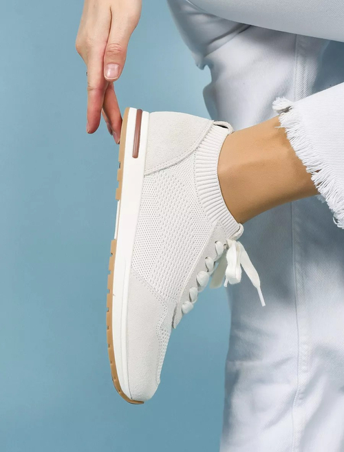 Кроссовки нат. замша/текстиль (36-41)р. / шт. HL-135-WHITE