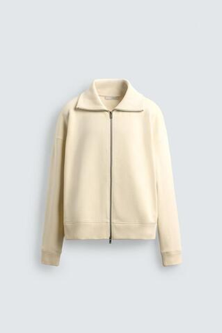 ZARA ТОЛСТОВКА НА МОЛНИИ В РУБЧИК, ЖЕЛТОВАТО-БЕЛЫЙ