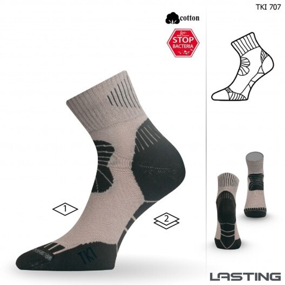 Носки Lasting TKI 707, cotton+polypropylene, бежевый/черный, размер M, TKI707M