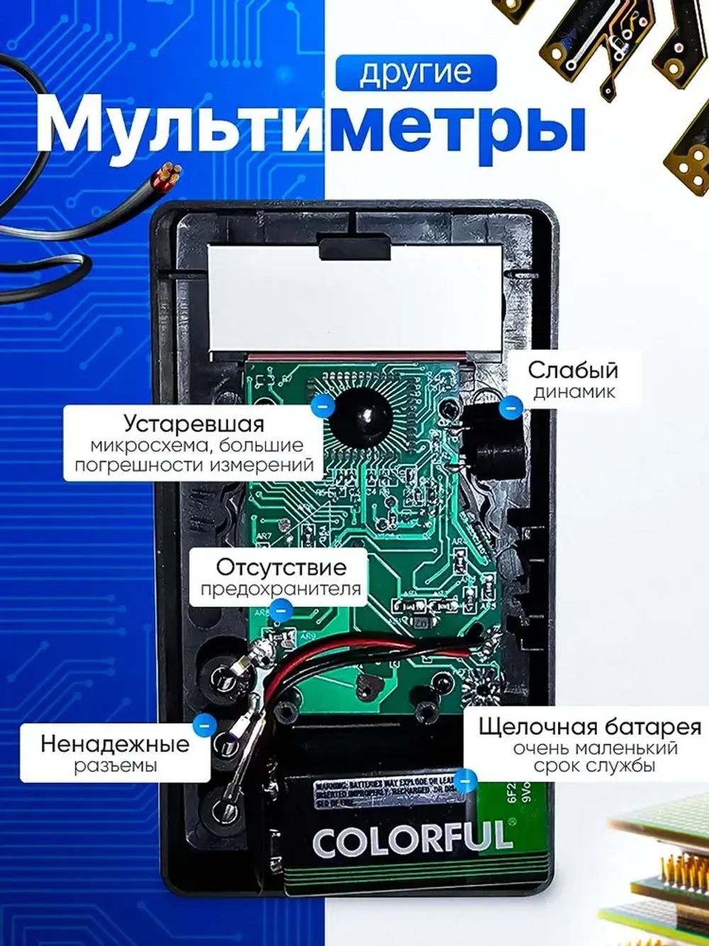 Мультиметр цифровой с прозвонкой и щупами 832
