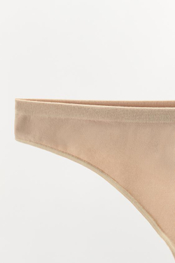 ZARA БЕСШОВНЫЕ СТРИНГИ, БЕЖЕВЫЙ