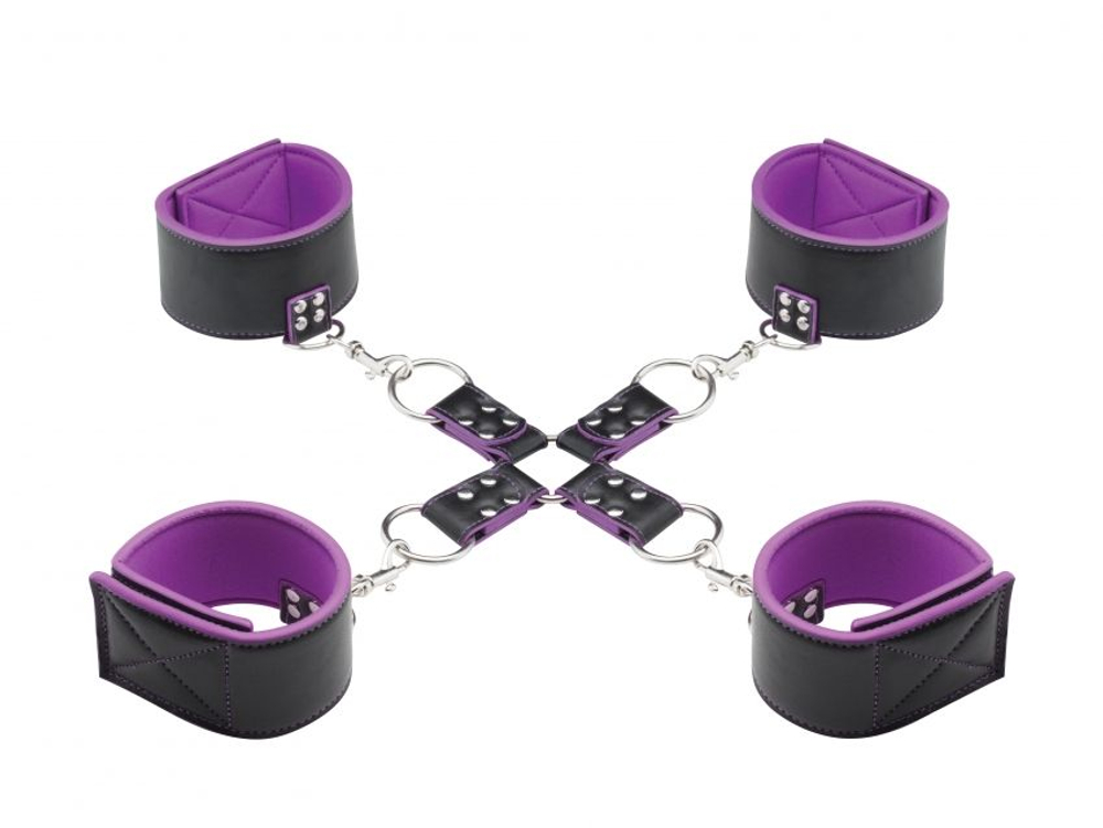 Чёрно-фиолетовый двусторонний комплект для бандажа Reversible Hogtie (Цвет: черный с фиолетовым)