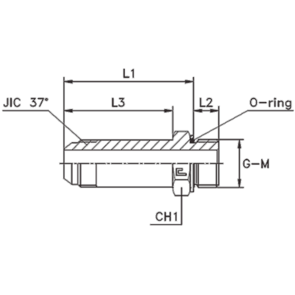 Штуцер FRM JIC 9/16 BSP 3/8 удлин. 350 бар