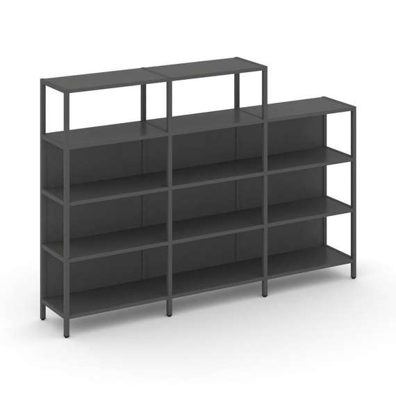 Shelf System Трехсекционный стеллаж четырех/трехярусный SN.STM-432 Антрацит/Металл Антрацит 2370*400