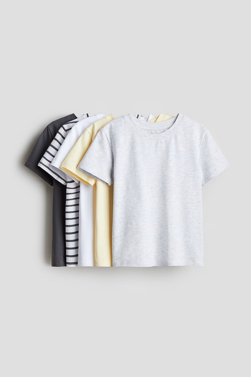 H&M Набор из 5 хлопковых футболок, светло-желтый
