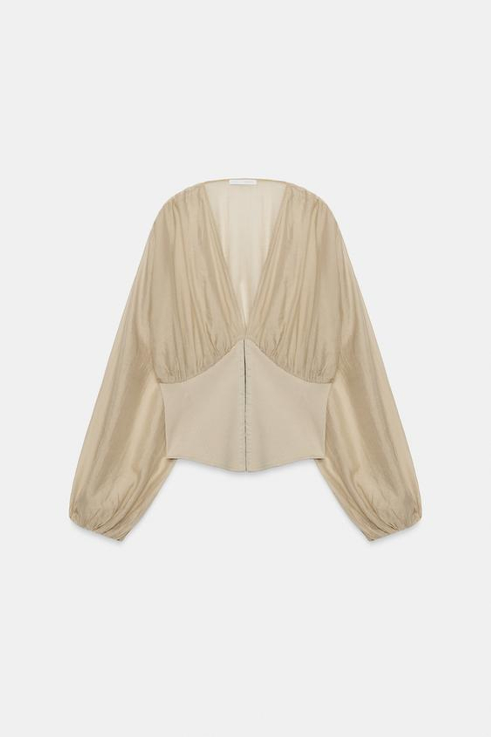 ZARA КОМБИНИРОВАННЫЙ ТОП В КОРСЕТНОМ СТИЛЕ, ПЕСОЧНЫЙ
