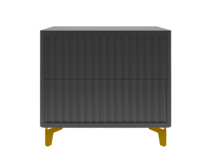 Тумба прикроватная на ножках с ящиками ROYAL 5003 эко (Черный-Золото)