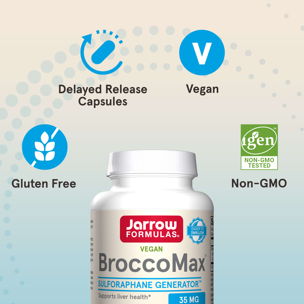 Jarrow Formulas, BroccoMax для веганов, 120 вегетарианских капсул (17,5 мг в 1 капсуле)