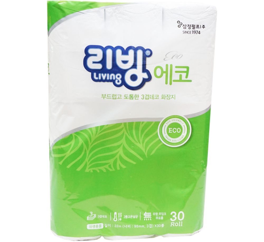 Туалетная бумага  LIVING 30 рул. 3-х сл.*22м, 1/4