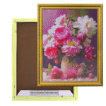 Алмазная мозаика Alingar, на подрамнике, с полным заполнением, (глянц) дизайн рамка, 30х40 см, 20 цветов, "Букет пионов"