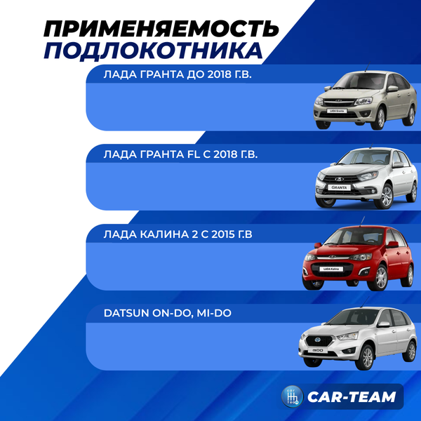 Подлокотник (бар) Лада Гранта, Granta FL, Лада Калина 1-2, Датсун из экокожи - черная нитка, "Аламар"