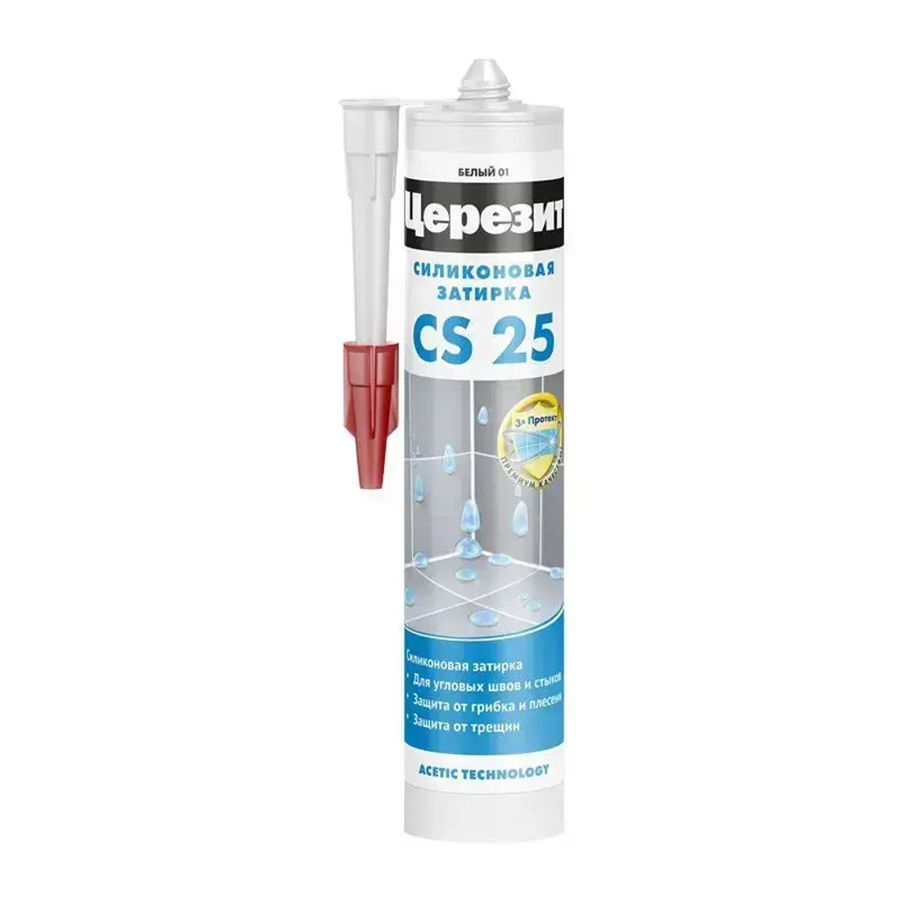 Затирка-герметик силиконовая Церезит CS 25 №01 "Белый", 280мл