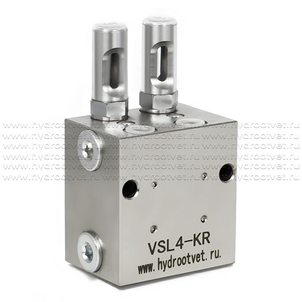 VSL4-KR - Питатель для двухлинейных систем смазки с рабочим давлением 400 бар, количество выходов 4, максимальная доза 5 мл/цикл, с регулятором и индикатором VSL4-KR - Питатель для двухлинейных систем смазки с рабочим давлением 400 бар, количество выходов 4, максимальная доза 5 мл/цикл, с регулятором и индикатором