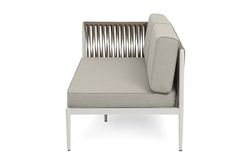 "Касабланка" правый модуль плетеный из роупа, каркас алюминий светло-серый (RAL7035) муар, роуп серо-коричневый 23мм, ткань бежевая 15052