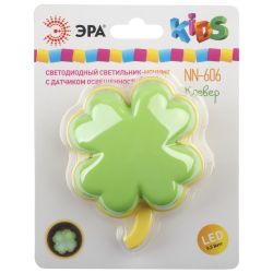 Ночник - светильник светодиодный ЭРА NN-606-LS-GR в розетку с датчиком освещенности зелёный
