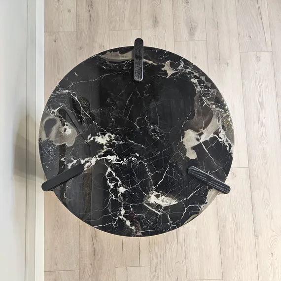 Журнальный столик SC133B, Ø80х42 см, черный мрамор