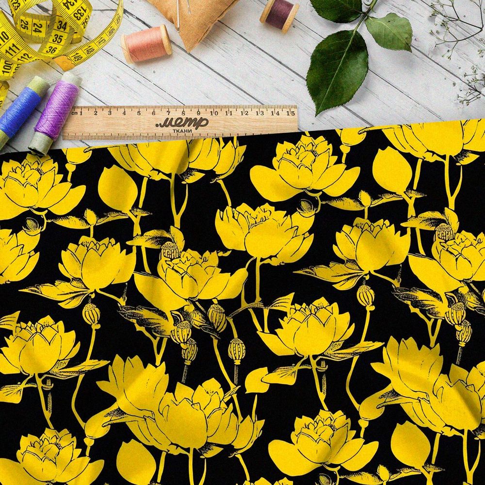 Ткань премиум бифлекс контрастные цветы