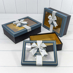 Коробка 29х21х9.5 см Набор 3 шт с окошком (Синий, Черный)