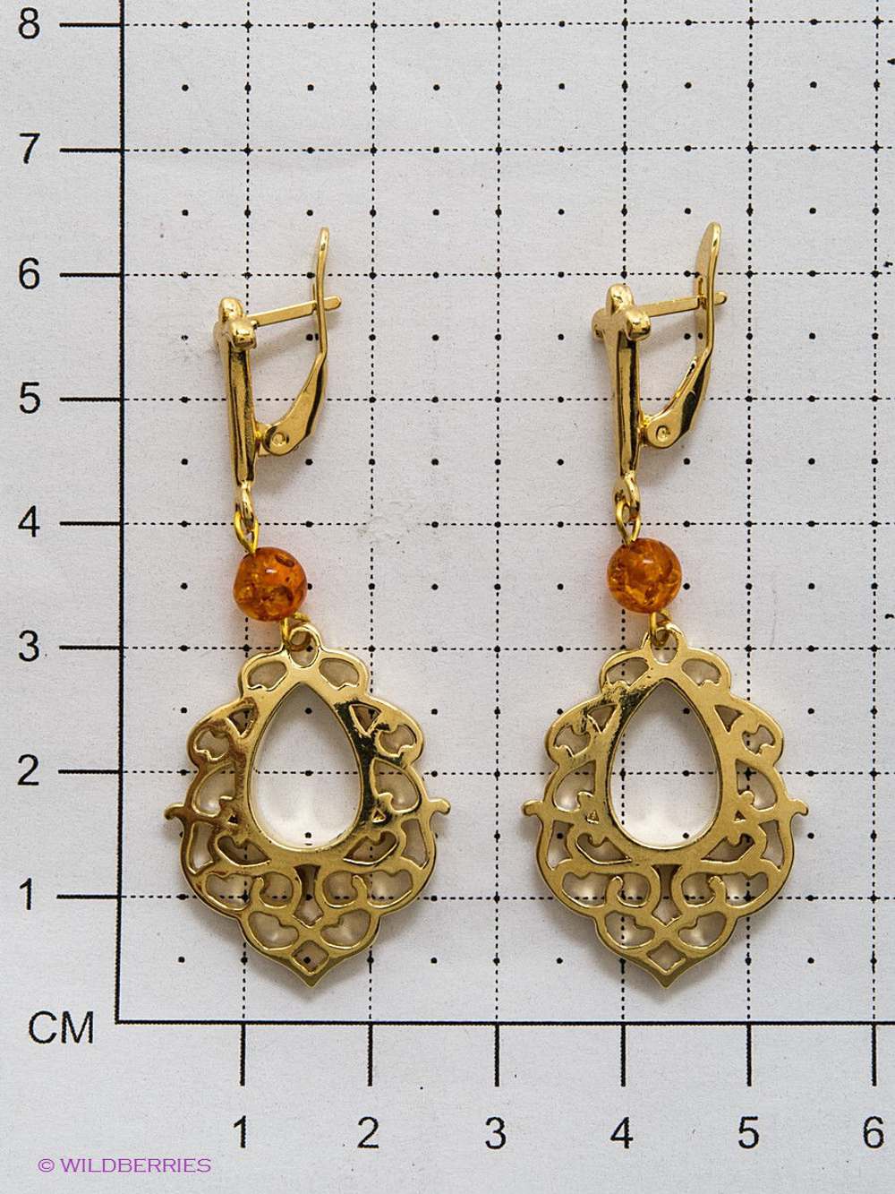 "Лани" серьги в золотом покрытии из коллекции "Нюанс" от Jenavi с английским замком